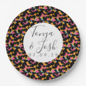 Farbenfrohe Cheetah Print Pattern Moderne Hochzeit Pappteller (Vorderseite)