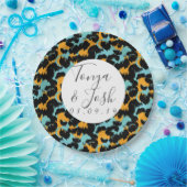 Farbenfrohe Cheetah Print Pattern Moderne Hochzeit Pappteller (Party)