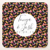 Farbenfrohe Cheetah Print Pattern Moderne Hochzeit Rechteckiger Pappuntersetzer (Vorderseite)