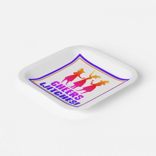 Farbenfrohe Chefs Hexen Funny Halloween Party Pappteller (Gewinkelt)