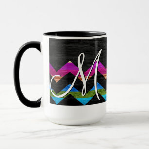 Farbenfrohe Chevron-Streifen auf Holz #11 Tasse