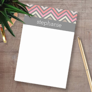 Farbenfrohe Chevrons Pink Coral Gray Individuelle  Post-it Klebezettel