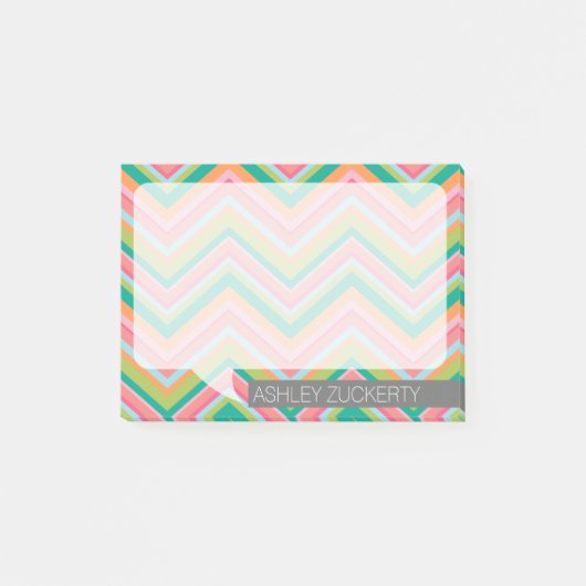 Farbenfrohe Chevrons sprechen Blase Personalisiert Post-it Klebezettel (Vorderseite)