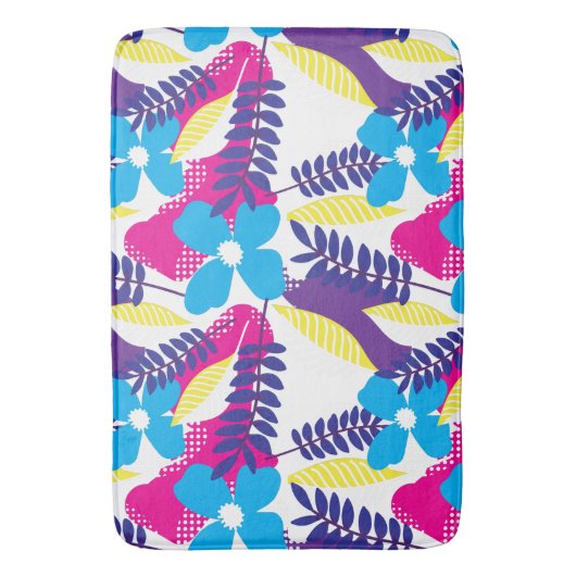 Farbenfrohe Chic Floral & Dot Muster mit Blätter Badematte (Vorderseite Vertikal)