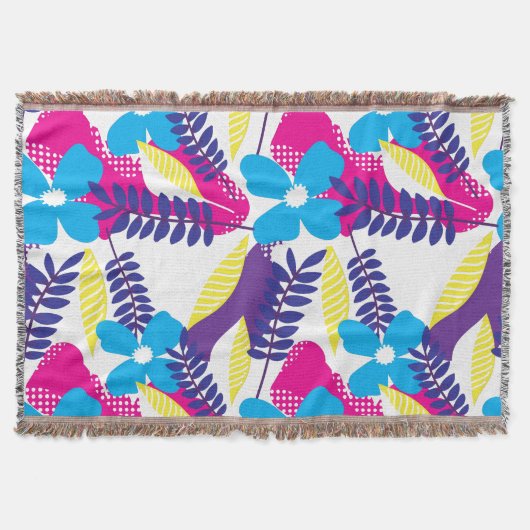 Farbenfrohe Chic Floral & Dot Muster mit Blätter Decke (Vorderseite)