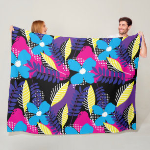 Farbenfrohe Chic Floral & Dot Muster mit Blätter F Fleecedecke