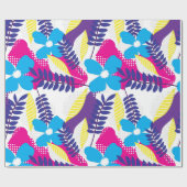 Farbenfrohe Chic Floral & Dot Muster mit Blätter Geschenkpapier (Flach)