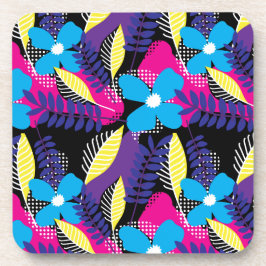 Farbenfrohe Chic Floral & Dot Muster mit Blätter Getränkeuntersetzer