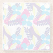 Farbenfrohe Chic Floral & Dot Muster mit Blätter Glasuntersetzer (Rückseite)