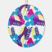 Farbenfrohe Chic Floral & Dot Muster mit Blätter Keramik Ornament (Links)
