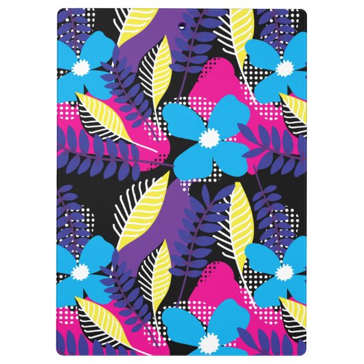 Farbenfrohe Chic Floral & Dot Muster mit Blätter Klemmbrett (Rückseite)