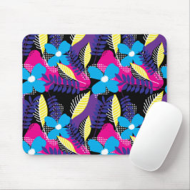 Farbenfrohe Chic Floral & Dot Muster mit Blätter M Mousepad