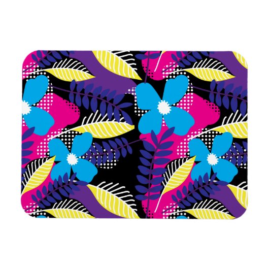 Farbenfrohe Chic Floral & Dot Muster mit Blätter Magnet (Horizontal)