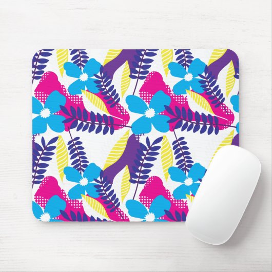 Farbenfrohe Chic Floral & Dot Muster mit Blätter Mousepad (Mit Mouse)
