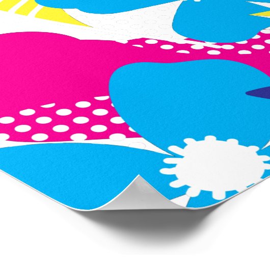 Farbenfrohe Chic Floral & Dot Muster mit Blätter Poster (Ecke)