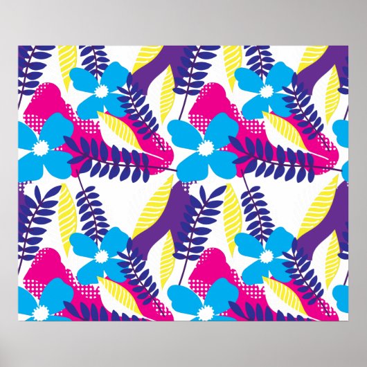 Farbenfrohe Chic Floral & Dot Muster mit Blätter Poster (Vorne)