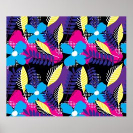 Farbenfrohe Chic Floral & Dot Muster mit Blätter Poster
