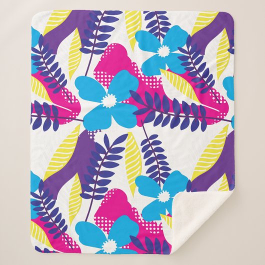 Farbenfrohe Chic Floral & Dot Muster mit Blätter Sherpadecke (Vorderseite)