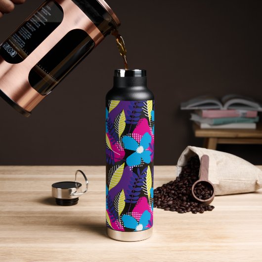 Farbenfrohe Chic Floral & Dot Muster mit Blätter Trinkflasche (Kaffee)