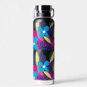 Farbenfrohe Chic Floral & Dot Muster mit Blätter Trinkflasche (Rückseite)