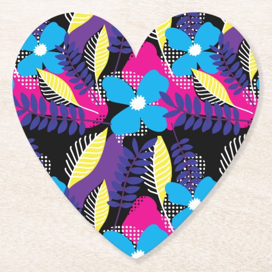 Farbenfrohe Chic Floral & Dot Muster mit Blätter Untersetzer (Vorderseite)