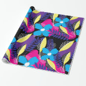 Farbenfrohe Chic Floral & Dot Muster mit Blätter W Geschenkpapier (Ungerollt)