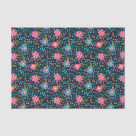 Farbenfrohe Chic Pink Blue Wildblume Blumenmuster Seidenpapier