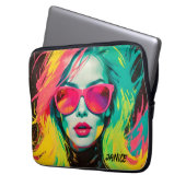 Farbenfrohe Chic Pop Kunst, Dichtung und Musik Laptopschutzhülle (Vorderseite Links)