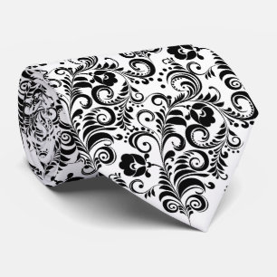 Farbenfrohe chic schwarze weiße Blumen Muster Krawatte