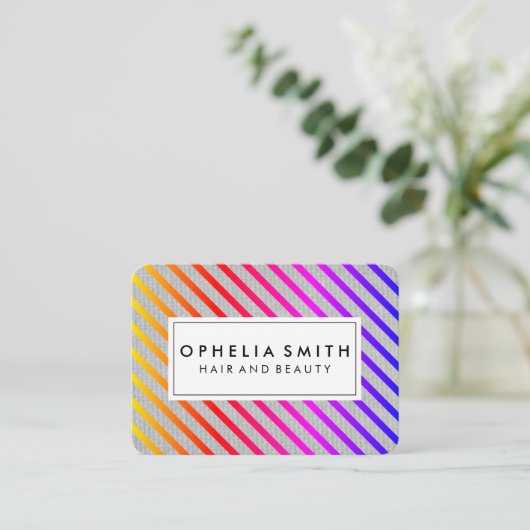 Farbenfrohe Chic Stripes Textur Visitenkarte (Stehend Vorderseite)