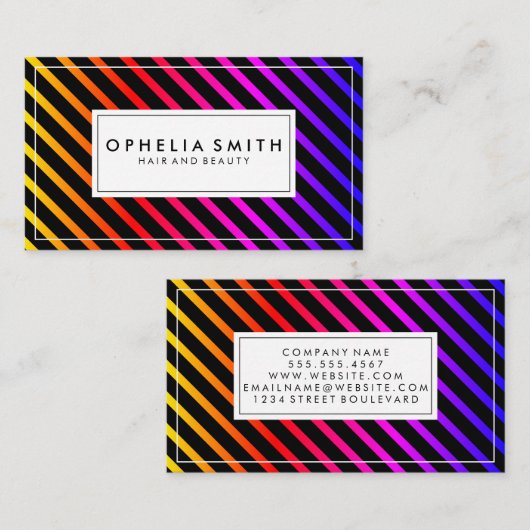 Farbenfrohe Chic Stripes Visitenkarte (Vorne/Hinten)