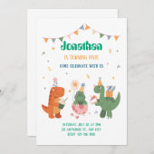 Farbenfrohe Childinosaurier Einladung (Vorne/Hinten)