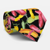 Farbenfrohe Chile Paprikaschoten Muster Krawatte (Gerollt)