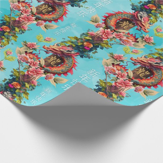 Farbenfrohe Chinesen Neues Jahr des Drachen 2024 Geschenkpapier (Ecke)