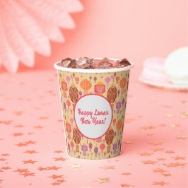 Farbenfrohe chinesische Laternen Lunar-Neujahr Pappbecher