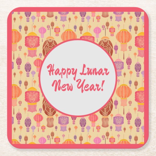 Farbenfrohe chinesische Laternen Lunar-Neujahr Rechteckiger Pappuntersetzer (Vorderseite)