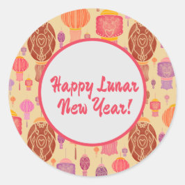 Farbenfrohe chinesische Laternen Lunar-Neujahr Runder Aufkleber