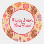 Farbenfrohe chinesische Laternen Lunar-Neujahr Runder Aufkleber (Vorderseite)