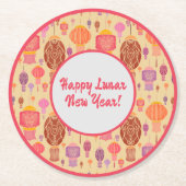 Farbenfrohe chinesische Laternen Lunar-Neujahr Runder Pappuntersetzer (Vorderseite)