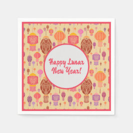 Farbenfrohe chinesische Laternen Lunar-Neujahr Serviette