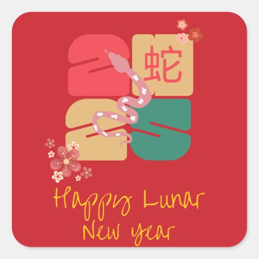 Farbenfrohe chinesische Neujahrsnacht 2025 Snake Z Quadratischer Aufkleber (Vorderseite)