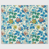 Farbenfrohe Chinoiserie Traditionelles, florales M Geschenkpapier (Flach)