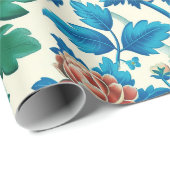Farbenfrohe Chinoiserie Traditionelles, florales M Geschenkpapier (Rolleneckpunkt)