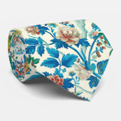Farbenfrohe Chinoiserie Traditionelles, florales M Krawatte (Gerollt)