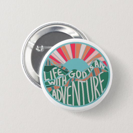 Farbenfrohe Christliche Bergwelt Abenteuer Classic Button (Vorne & Hinten)