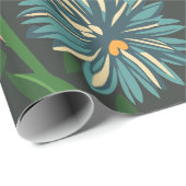 Farbenfrohe Chrysanthemen und Grünfolienmuster Geschenkpapier (Rolleneckpunkt)