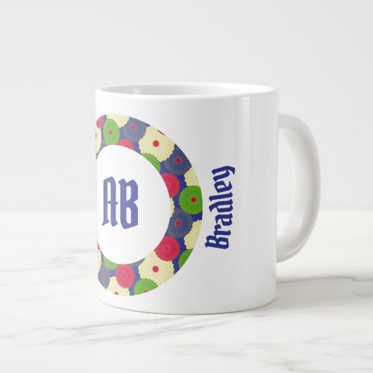 Farbenfrohe Chrysanthemumring Jumbo-Tasse (Vorderseite Rechts)