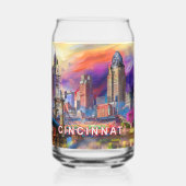 Farbenfrohe Cincinnati Skyline Dosenglas (Vorderseite)