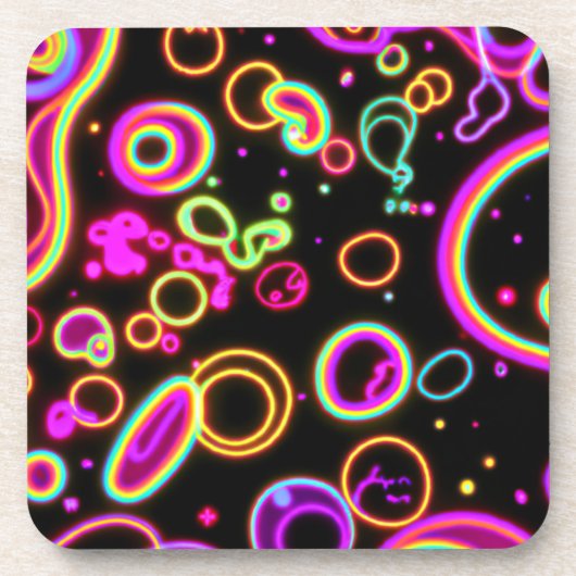 Farbenfrohe Circle Neon Muster Art Design Getränkeuntersetzer (Vorderseite)