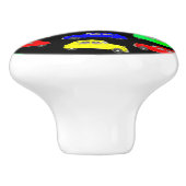 Farbenfrohe Citroen 2 CV gepolstertes Muster Keramikknauf (Seitenansicht)